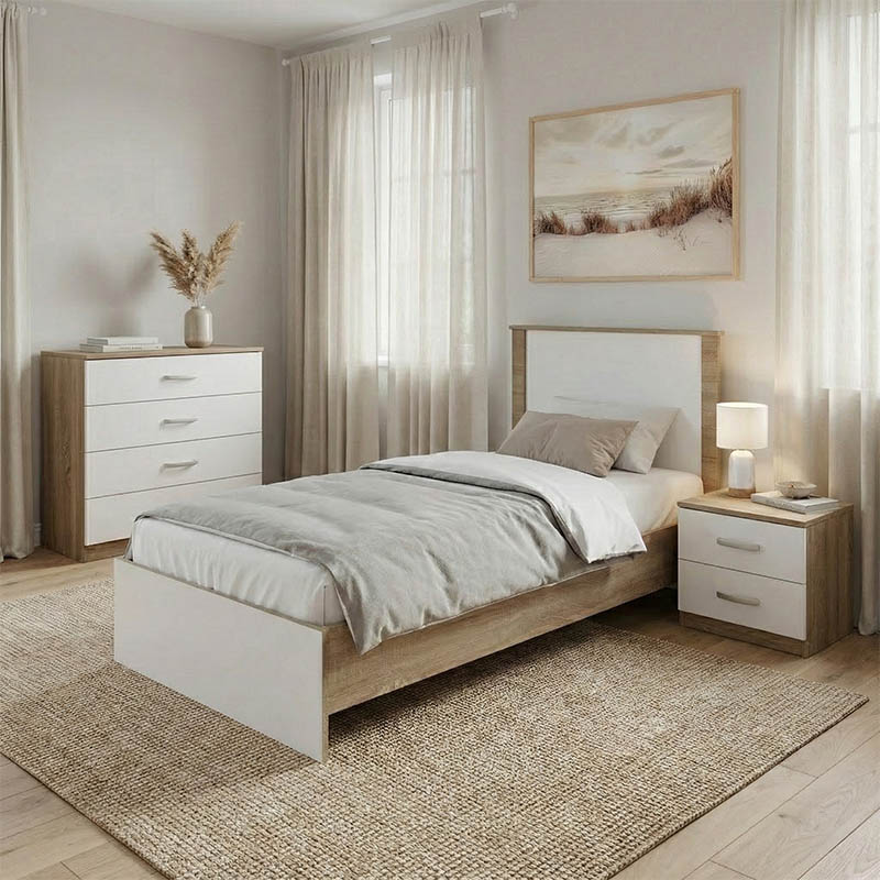 product_pako_383-000299 Σετ Κρεβατοκάμαρας Athos Sonoma Λευκό με Κρεβάτι 90x190εκ Σετ 3τεμ - Image 1