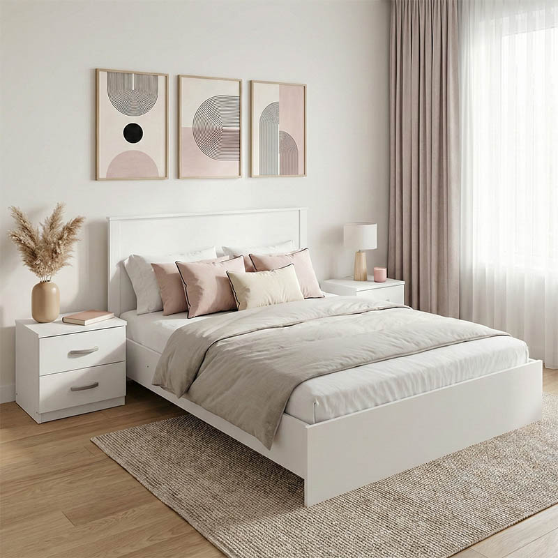 product_pako_383-000302 Σετ Κρεβατοκάμαρας Athos Λευκό με Κρεβάτι 140x200εκ Σετ 3τεμ - Image 1