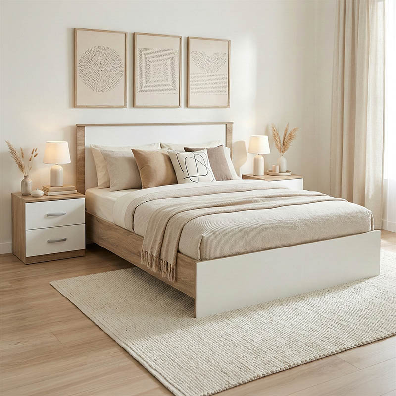 product_pako_383-000304 Σετ Κρεβατοκάμαρας Athos Sonoma Λευκό με Κρεβάτι 140x200εκ Σετ 3τεμ - Image 1