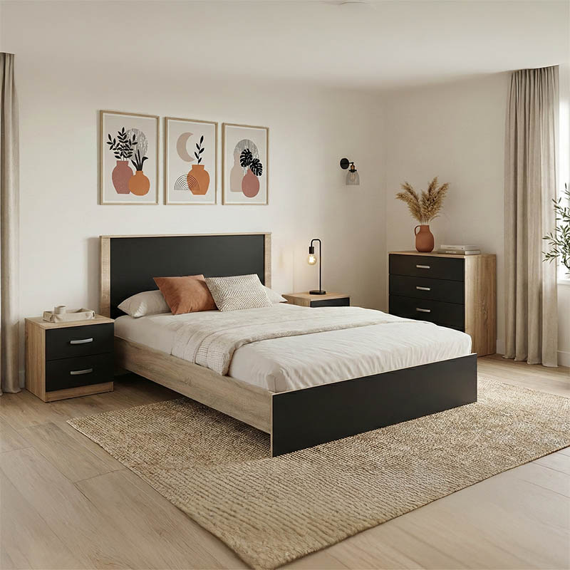 product_pako_383-000308 Σετ Κρεβατοκάμαρας Athos Sonoma Ανθρακί με Κρεβάτι 140x200εκ Σετ 4τεμ - Image 1