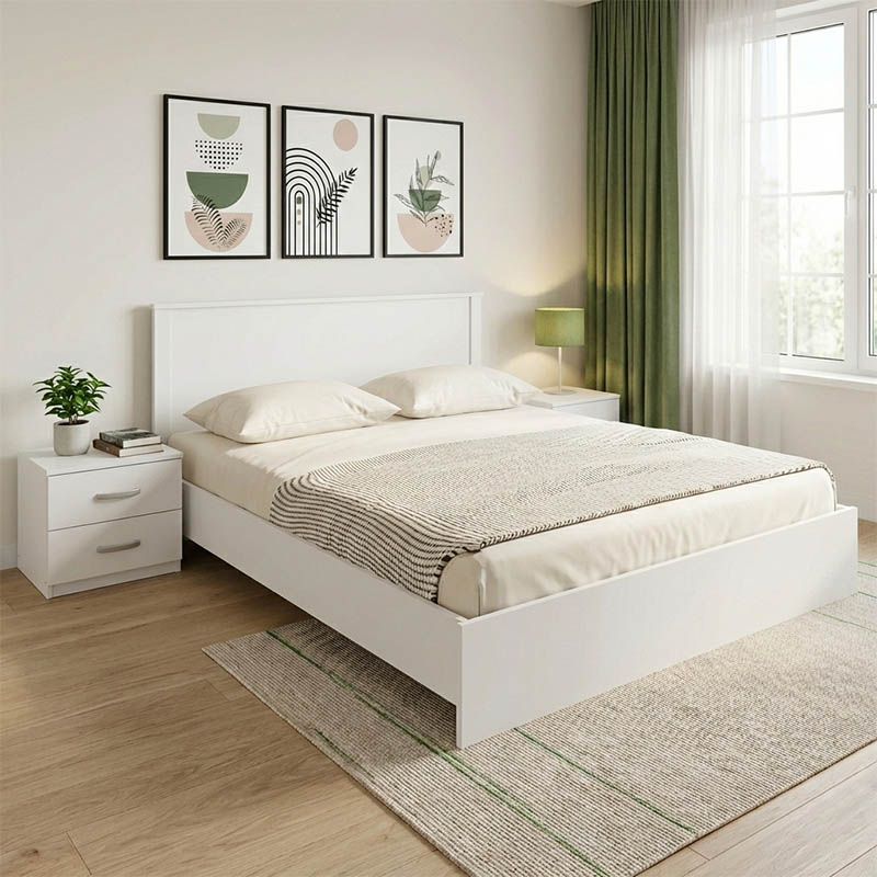 product_pako_383-000312 Σετ Κρεβατοκάμαρας Athos Λευκό με Κρεβάτι 160x200εκ Σετ 3τεμ - Image 1