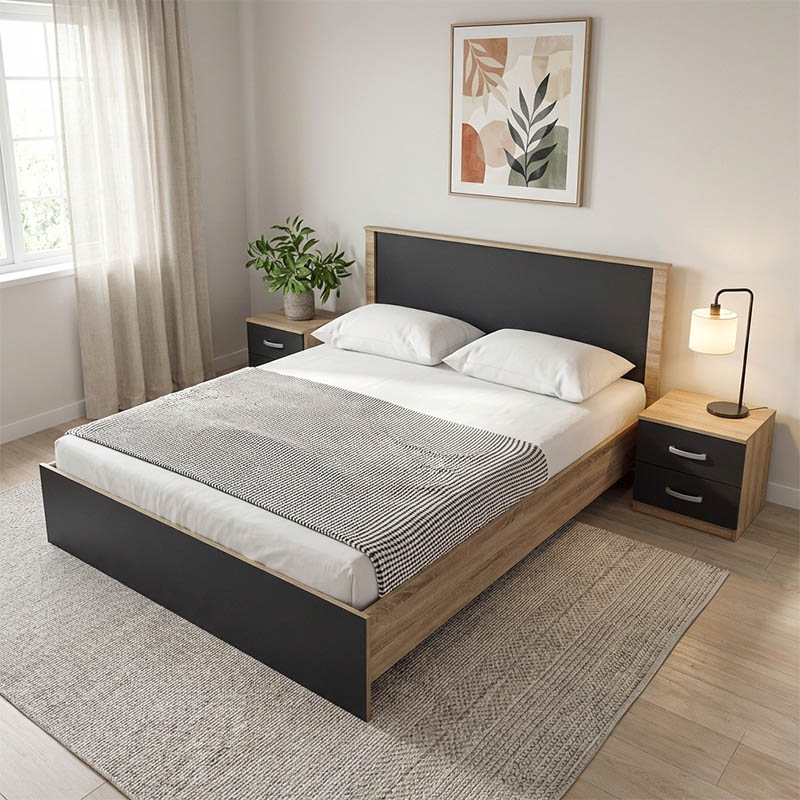 product_pako_383-000313 Σετ Κρεβατοκάμαρας Athos Sonoma Ανθρακί με Κρεβάτι 160x200εκ Σετ 3τεμ - Image 1