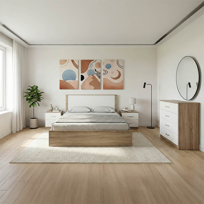 product_pako_383-000319 Σετ Κρεβατοκάμαρας Athos Sonoma Λευκό με Κρεβάτι 160x200εκ Σετ 4τεμ - Image 1
