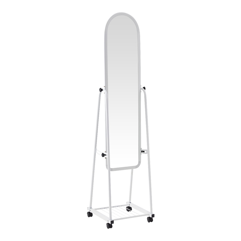 product_pako_384-000010 Καθρέπτης τροχήλατος Lomna pp-μεταλλικός με ράφι σε λευκή απόχρωση 38.5x37.5x160εκ - Image 1