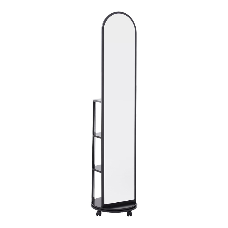 product_pako_384-000013 Καθρέπτης τροχήλατος Espero mdf με ράφια σε μαύρη απόχρωση Φ34x170εκ - Image 1