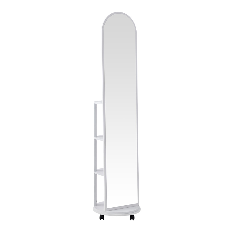 product_pako_384-000014 Καθρέπτης τροχήλατος Espero mdf με ράφια σε λευκή απόχρωση Φ34x170εκ - Image 1