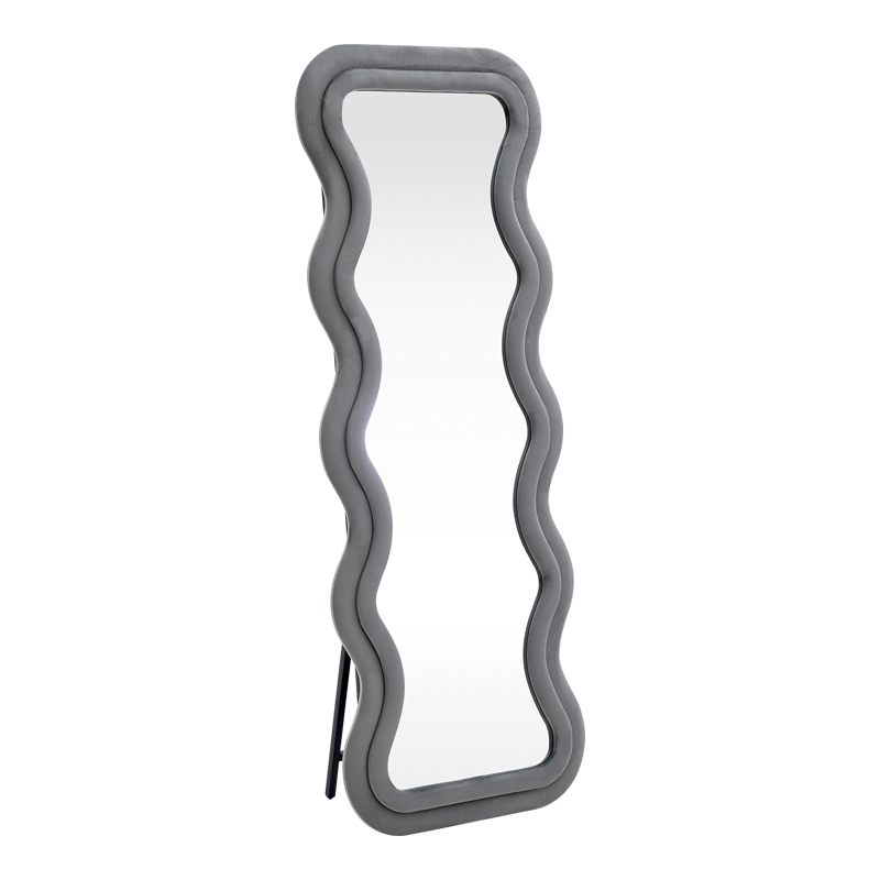 product_pako_384-000018 Καθρέπτης Kerly βελούδο γκρι 60x33x160εκ - Image 1