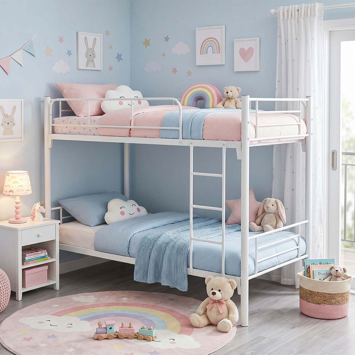 product_pako_386-000013 Κρεβάτι-κουκέτα Belit μεταλλικό λευκό 90x190εκ - Image 1