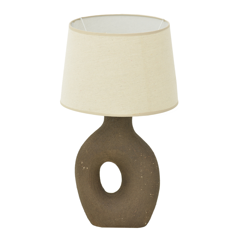 product_pako_387-000006 Επιτραπέζιο φωτιστικό Ovola Inart Ε27 κεραμικό σε γκρι antique-μπεζ απόχρωση Φ30x52εκ - Image 1