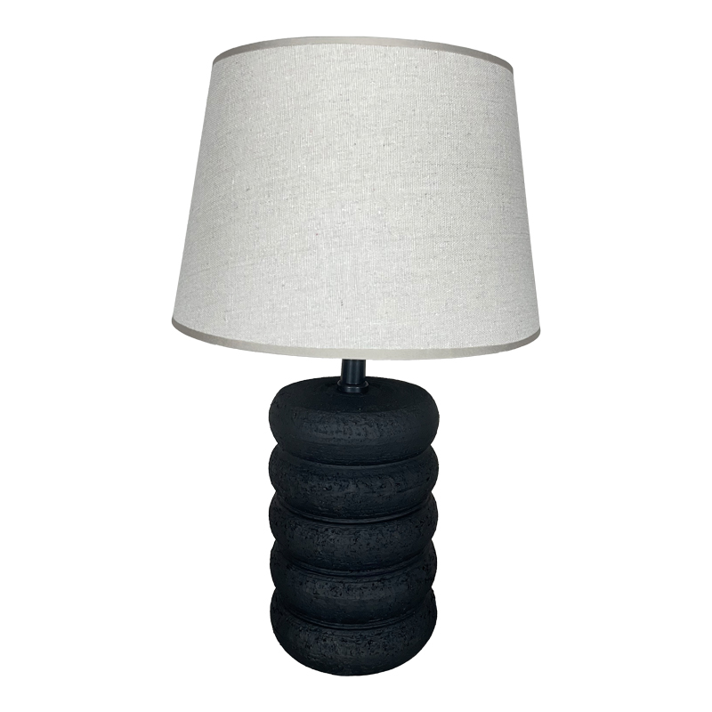 product_pako_387-000020 Επιτραπέζιο φωτιστικό Graike Inart Ε27 κεραμικό σε μαύρο-μπεζ απόχρωση Φ26x37εκ - Image 1