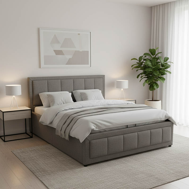 product_pako_388-000016 Κρεβάτι Huga με αποθηκευτικό χώρο ύφασμα γκρι 160x200εκ - Image 1