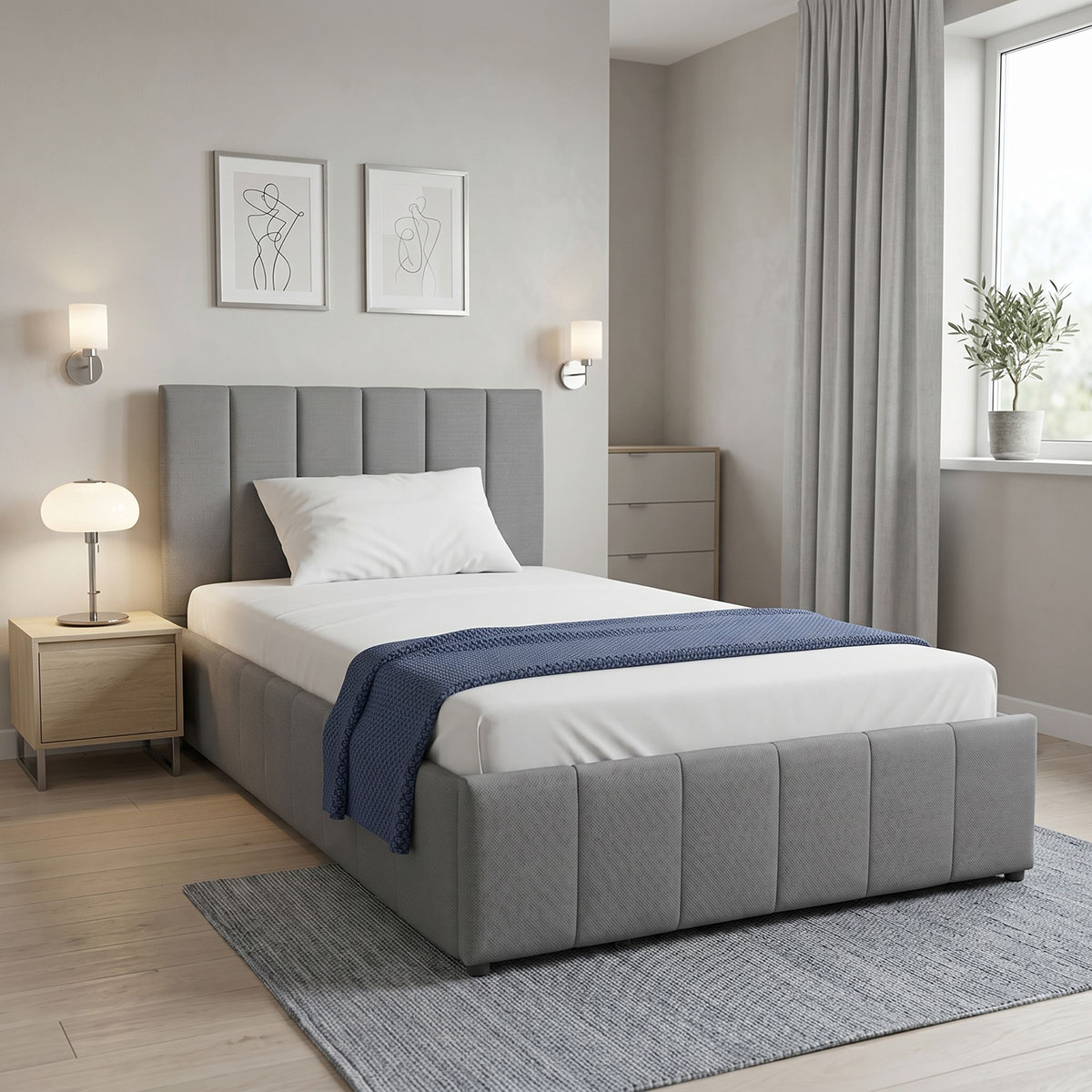 product_pako_388-000017 Κρεβάτι Snuggle με αποθηκευτικό χώρο βελούδο ανθρακί 120x200εκ - Image 1