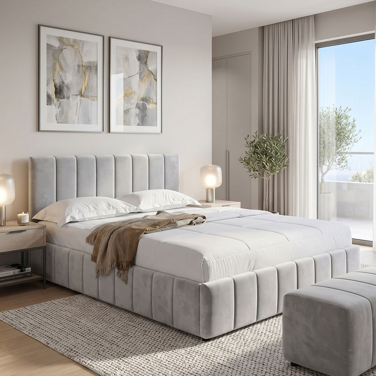 product_pako_388-000022 Κρεβάτι Snuggle με αποθηκευτικό χώρο βελούδο γκρι 160x200εκ - Image 1
