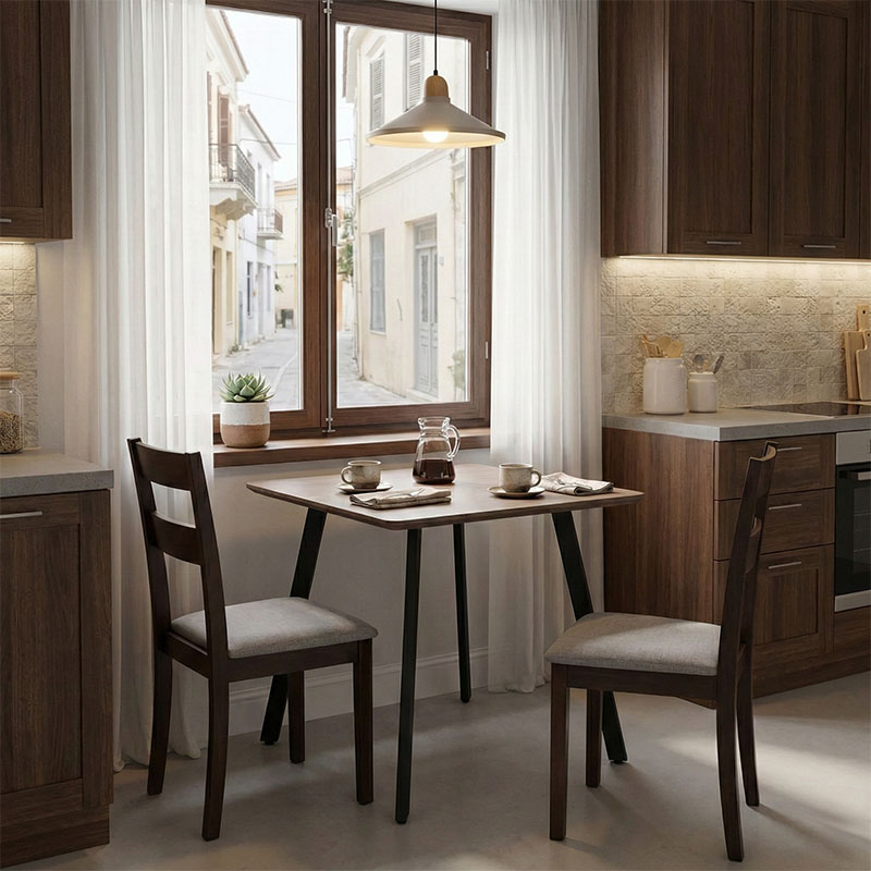 product_pako_390-000008 Τραπέζι Squaro καρυδί mdf με μαύρα μεταλλικά πόδια 80x80x75εκ - Image 1