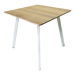 Τραπέζι Squaro sonoma mdf με λευκά μεταλλικά πόδια 80x80x75εκ - Image 2