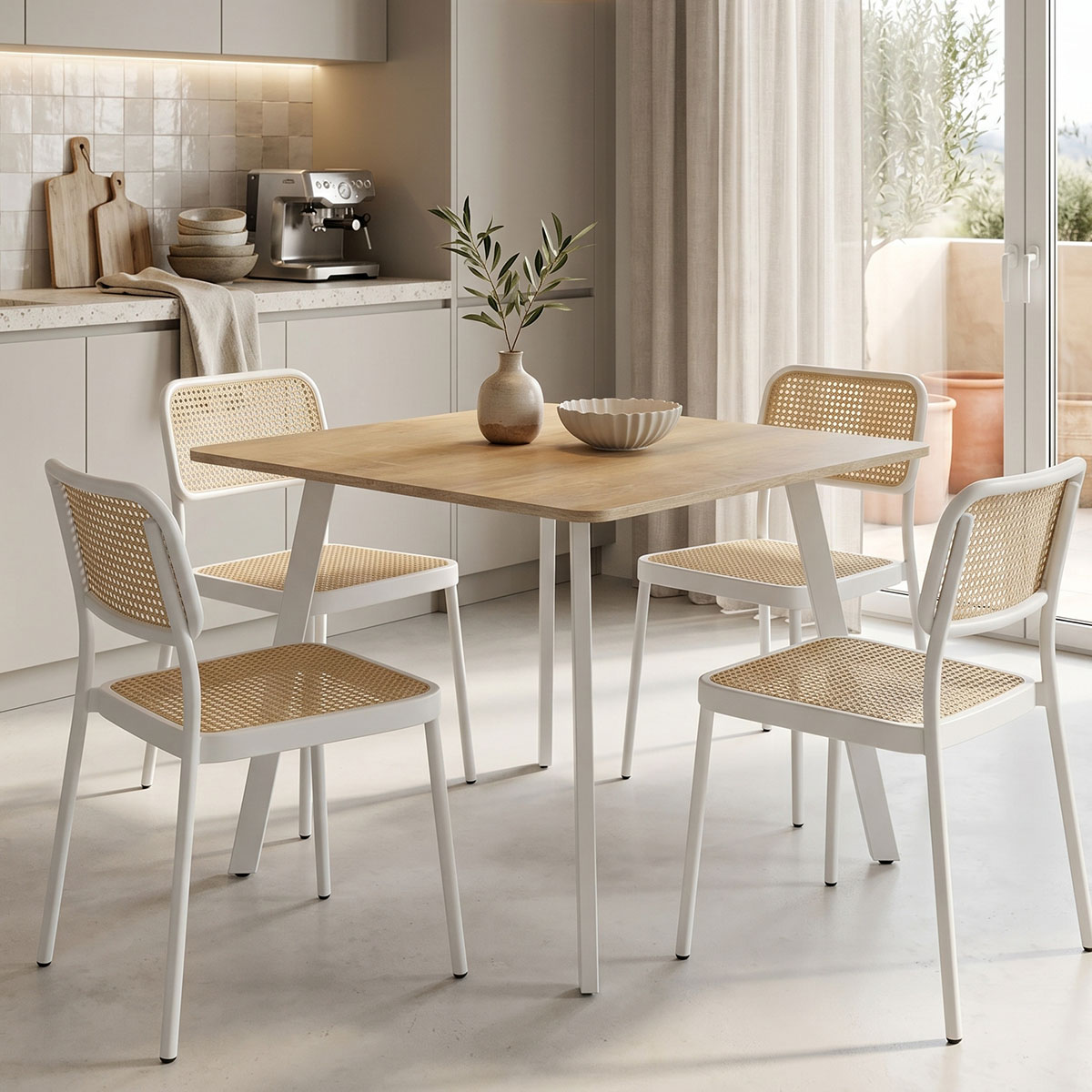 product_pako_390-000009 Τραπέζι Squaro sonoma mdf με λευκά μεταλλικά πόδια 80x80x75εκ - Image 1