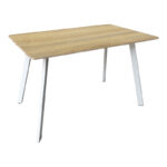 Τραπέζι Squaro sonoma mdf με λευκά μεταλλικά πόδια 120x70x75εκ - Image 2