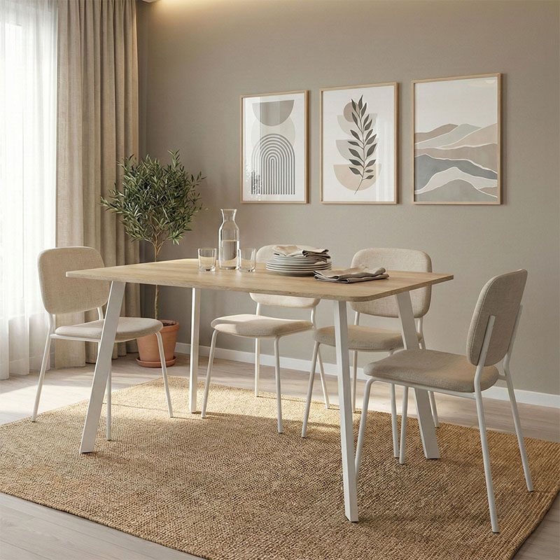 product_pako_390-000011 Τραπέζι Squaro sonoma mdf με λευκά μεταλλικά πόδια 120x70x75εκ - Image 1