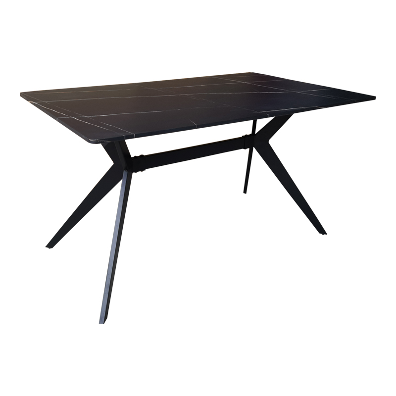product_pako_390-000016 Τραπέζι Ezali mdf μαύρη όψη μαρμάρου με μαύρα μεταλλικά πόδια 140x80x75εκ - Image 1
