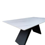 Τραπέζι Mapele sintered stone λευκή όψη μαρμάρου με μαύρα μεταλλικά πόδια 180x90x75εκ - Image 4