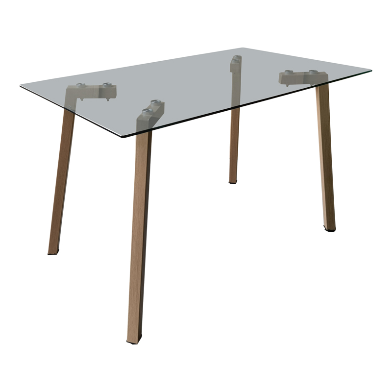 product_pako_390-000024 Τραπέζι Titta γυάλινη επιφάνεια με μεταλλικά πόδια σε φυσική απόχρωση 120x70x75εκ - Image 1