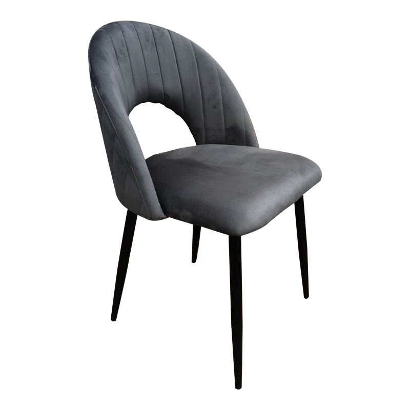 product_pako_390-000025 Καρέκλα Lovingo βελούδο ανθρακί με μαύρα μεταλλικά πόδια 50x47x85.5εκ - Image 1