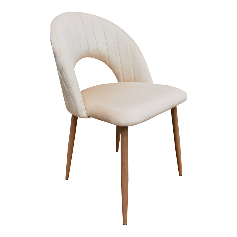 product_pako_390-000027 Καρέκλα Lovingo βελούδο μπεζ με μεταλλικά πόδια σε φυσική απόχρωση 50x47x85.5εκ (Σετ 2 τεμαχίων) - Image 1