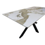 Τραπέζι Bethan sintered stone-μέταλλο λευκό μαρμάρου-μαύρο 160x80x75εκ - Image 4