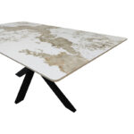 Τραπέζι Bethan sintered stone-μέταλλο λευκό μαρμάρου-μαύρο 180x90x75εκ - Image 3
