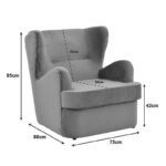 Πολυθρόνα Regalo βελούδο σε ανθρακί απόχρωση 75x88x85εκ - Image 8