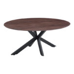 Τραπέζι Makrey καρυδί mdf- μαύρα μεταλλικά πόδια 180x90x75εκ
