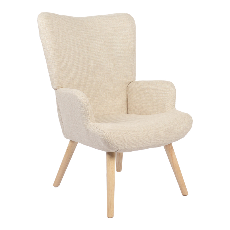 product_pako_393-000003 Πολυθρόνα-μπερζέρα Gerlina κρεμ ύφασμα με πόδι σε φυσική απόχρωση 71x64x94εκ - Image 1
