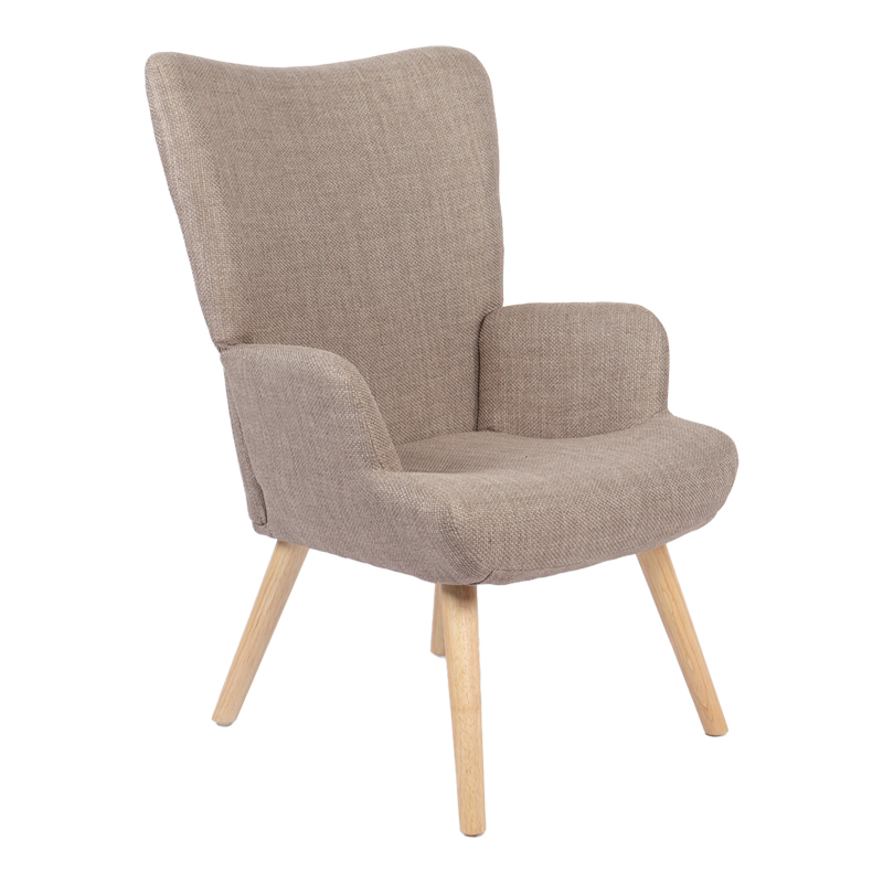 product_pako_393-000004 Πολυθρόνα-μπερζέρα Gerlina γκρι-μπεζ ύφασμα με πόδι σε φυσική απόχρωση 71x64x94εκ - Image 1