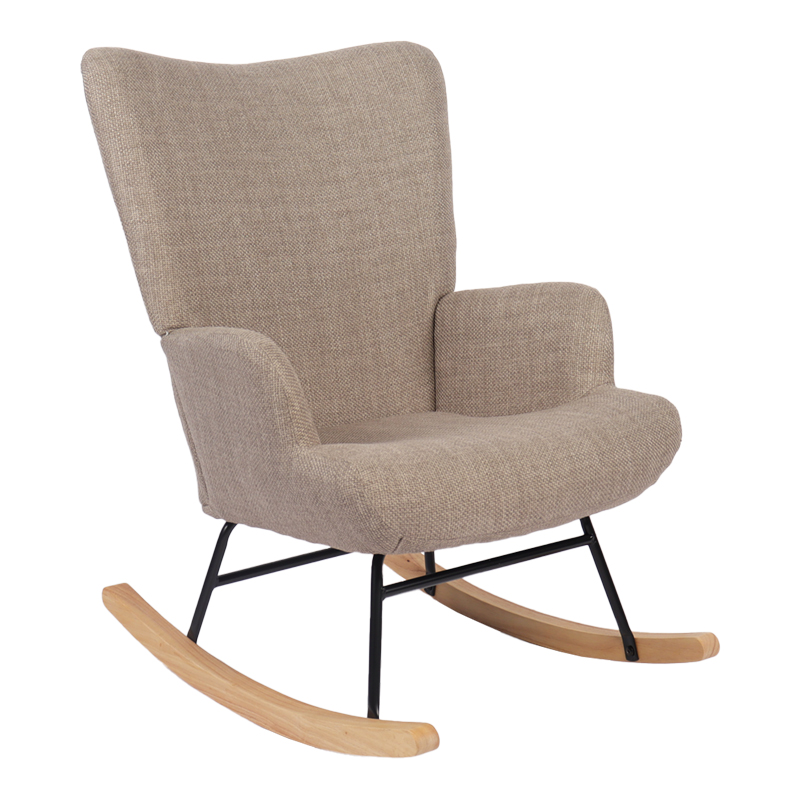 product_pako_393-000007 Κουνιστή πολυθρόνα Jianna γκρι-μπεζ ύφασμα με πόδι σε φυσική απόχρωση 79x64x89εκ - Image 1