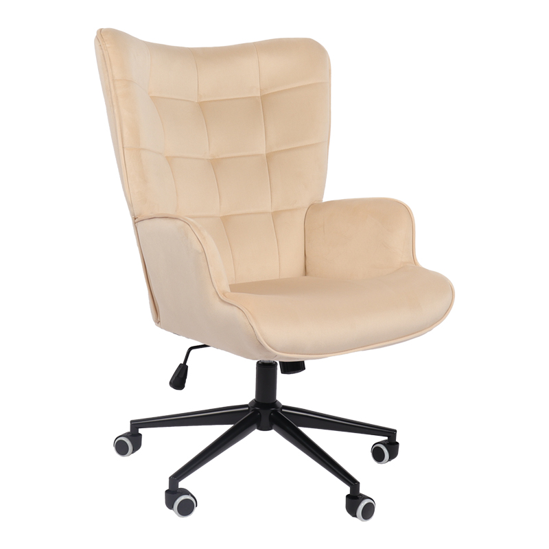 product_pako_393-000020 Καρέκλα γραφείου διευθυντή Lobima περιστρεφόμενη κρεμ βελούδο 68x71x105-112εκ - Image 1
