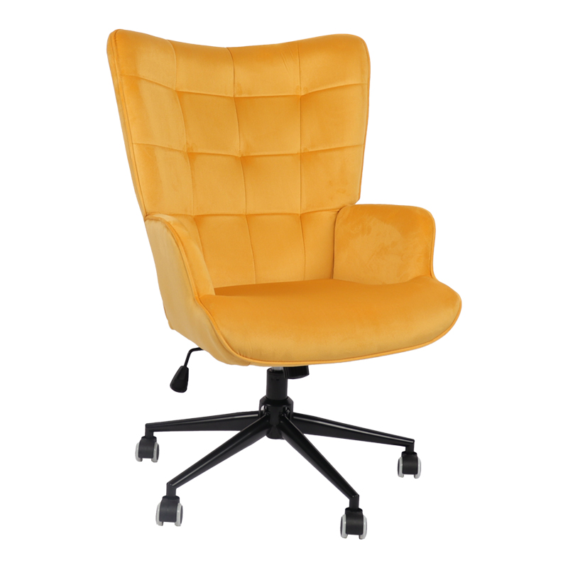 product_pako_393-000022 Καρέκλα γραφείου διευθυντή Lobima περιστρεφόμενη κίτρινο βελούδο 68x71x105-112εκ - Image 1
