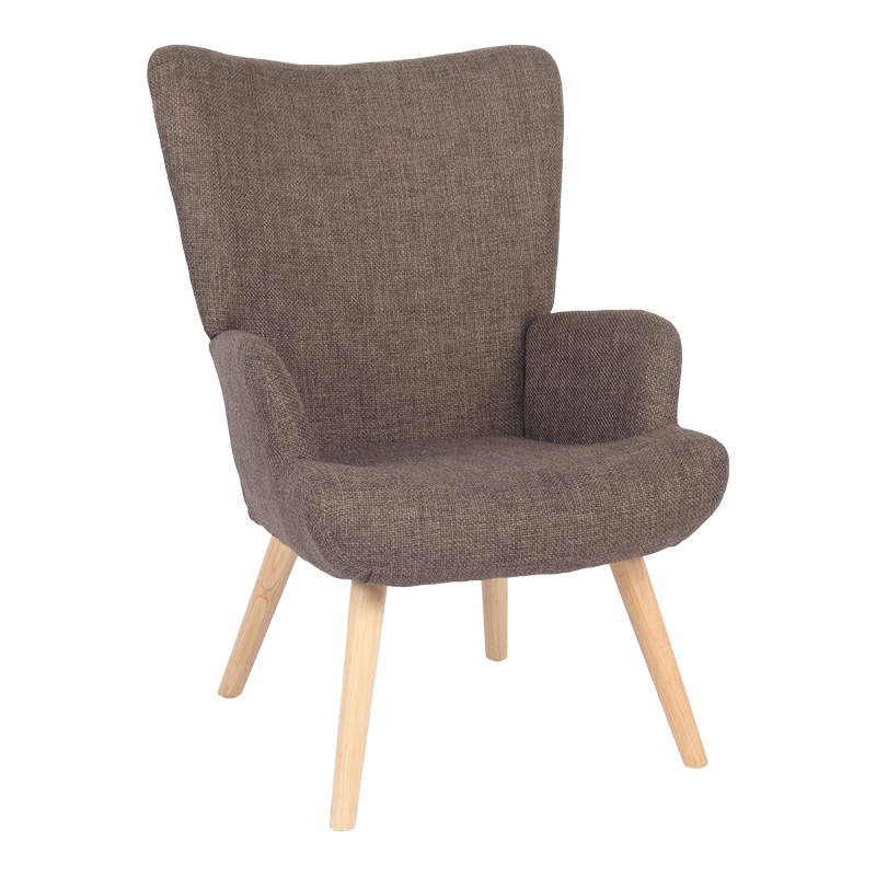 product_pako_393-000027 Πολυθρόνα-μπερζέρα Gerlina καφέ ύφασμα με πόδι σε φυσική απόχρωση 71x64x94εκ - Image 1