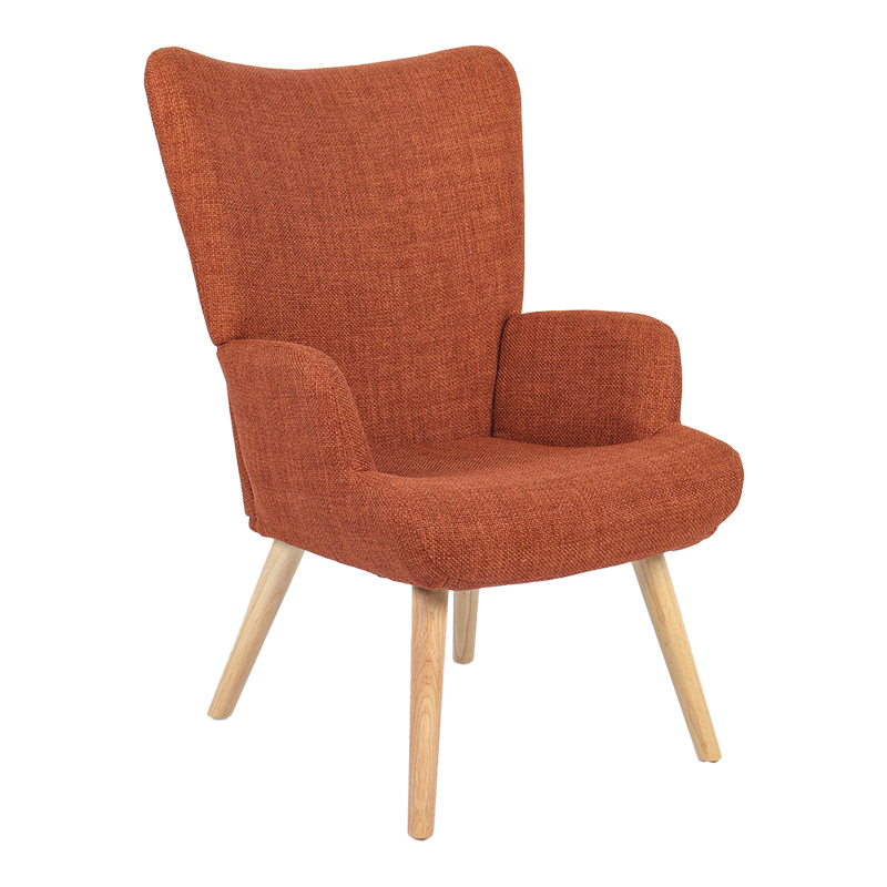 product_pako_393-000030 Πολυθρόνα-μπερζέρα Gerlina terracotta ύφασμα με πόδι σε φυσική απόχρωση 71x64x94εκ - Image 1