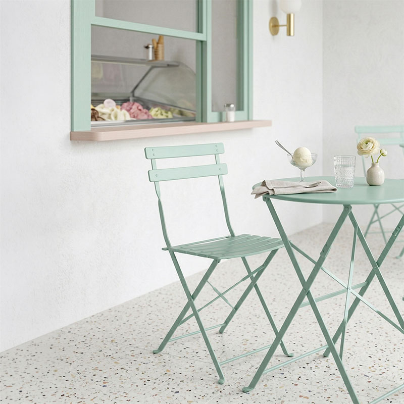 product_pako_400-000007 Καρέκλα Bistro μεταλλική αναδιπλούμενη σε μέντα απόχρωση 42x46x82εκ (Σετ 2 τεμαχίων) - Image 1