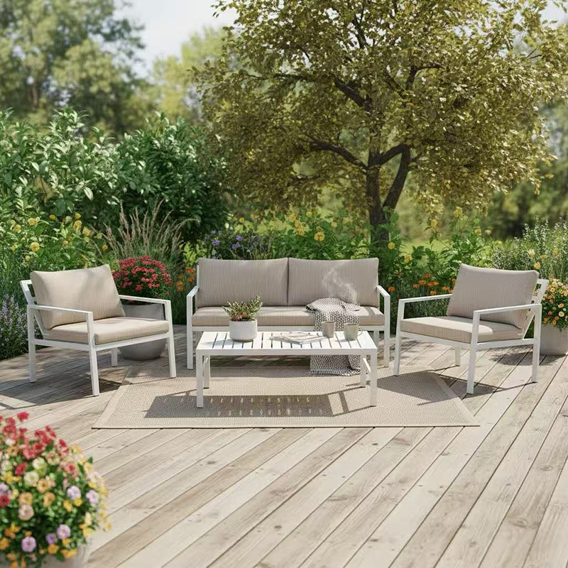 product_pako_401-000002 Σαλόνι Gardenly σετ 4τμχ αλουμίνιο σε λευκή απόχρωση με μπεζ μαξιλάρια - Image 1