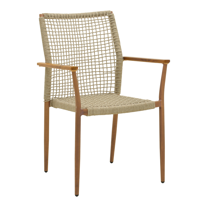 product_pako_404-000003 Πολυθρόνα Solana στοιβαζόμενη- teak ξύλο- αλουμίνιο σε καφέ-pe σχοινί σε φυσική απόχρωση 56x57x87εκ - Image 1