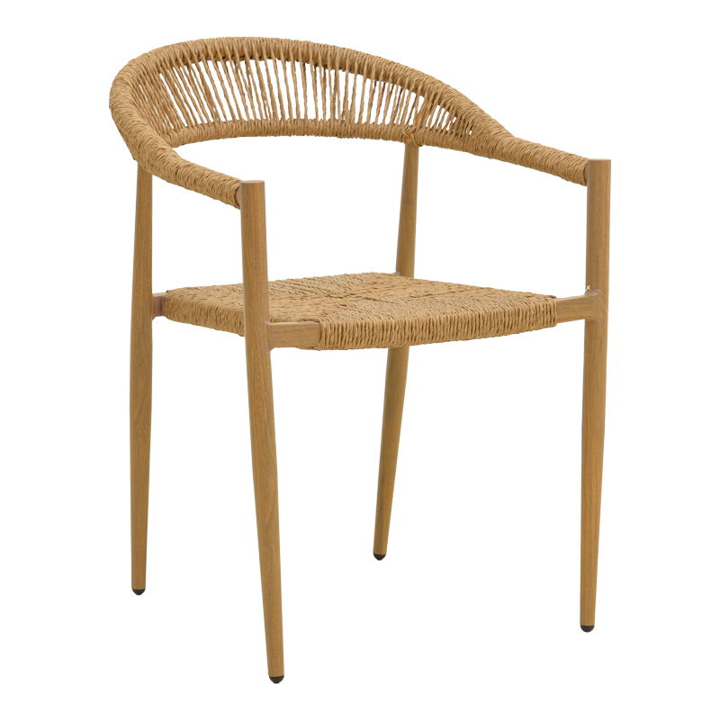 product_pako_404-000004 Πολυθρόνα Rayana στοιβαζόμενη αλουμίνιο - pe rattan σε φυσική απόχρωση 56x61,5x77,5εκ - Image 1