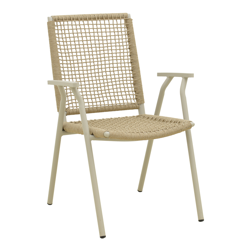 product_pako_404-000011 Πολυθρόνα Weave στοιβαζόμενη αλουμίνιο σε μπεζ -pe σχοινί σε φυσική απόχρωση 57x63x86εκ - Image 1