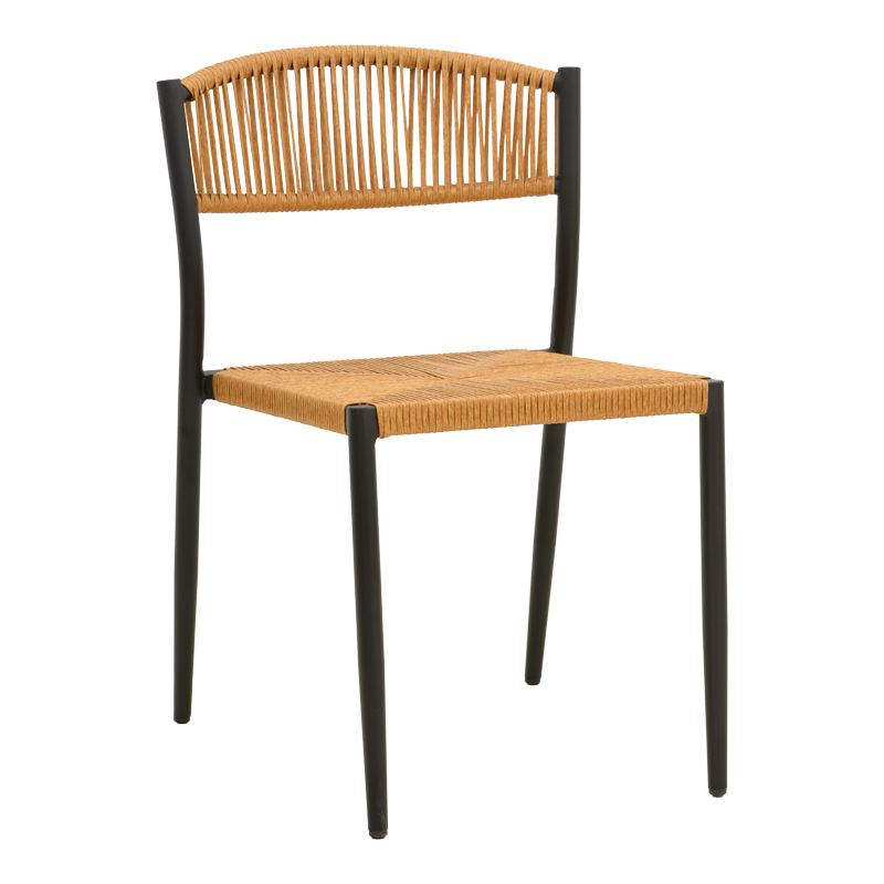 product_pako_404-000014 Καρέκλα Cura στοιβαζόμενη αλουμίνιο σε μαύρη -pe rattan σε φυσική απόχρωση 50x58,5x78,5εκ - Image 1
