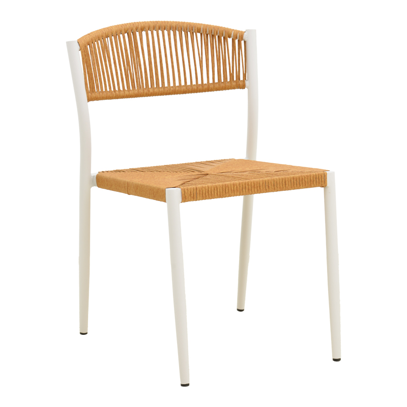 product_pako_404-000015 Καρέκλα Cura στοιβαζόμενη αλουμίνιο σε λευκή -pe rattan σε φυσική απόχρωση 50x58,5x78,5εκ - Image 1