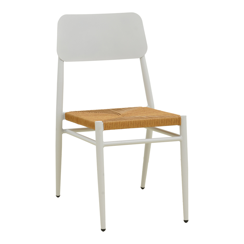 product_pako_404-000016 Καρέκλα Giardino στοιβαζόμενη αλουμίνιο σε λευκή -pe rattan σε φυσική απόχρωση 45x56x82εκ - Image 1