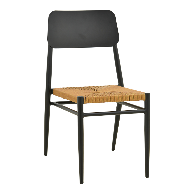 product_pako_404-000017 Καρέκλα Giardino στοιβαζόμενη αλουμίνιο σε μαύρη -pe rattan σε φυσική απόχρωση 45x56x82εκ - Image 1