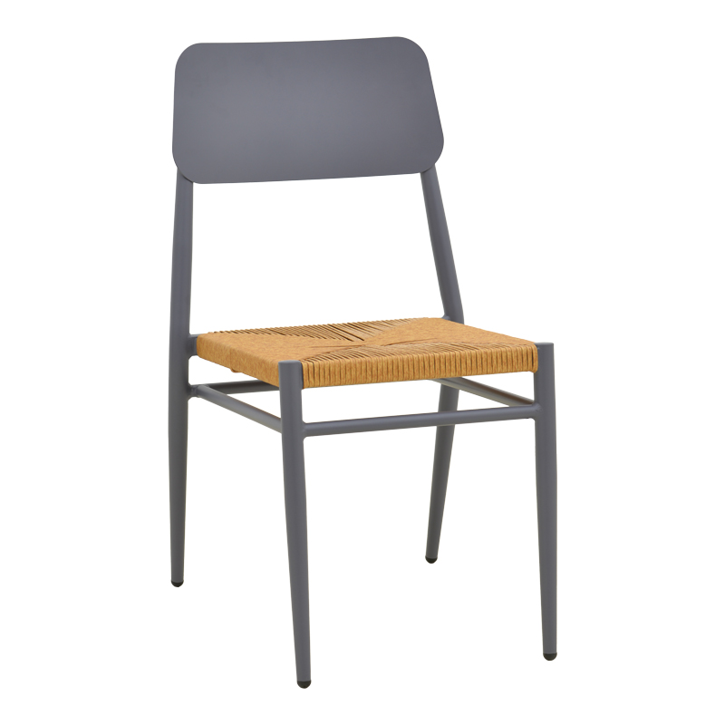 product_pako_404-000018 Καρέκλα Giardino στοιβαζόμενη αλουμίνιο σε ανθρακί -pe rattan σε φυσική απόχρωση 45x56x82εκ - Image 1