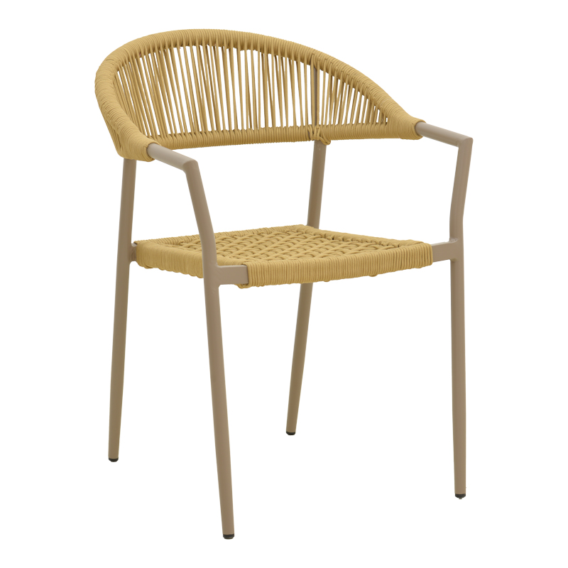 product_pako_404-000028 Πολυθρόνα Ammos στοιβαζόμενη αλουμίνιο μόκα-pe σχοινί σε φυσική απόχρωση 56x61,5x82εκ - Image 1