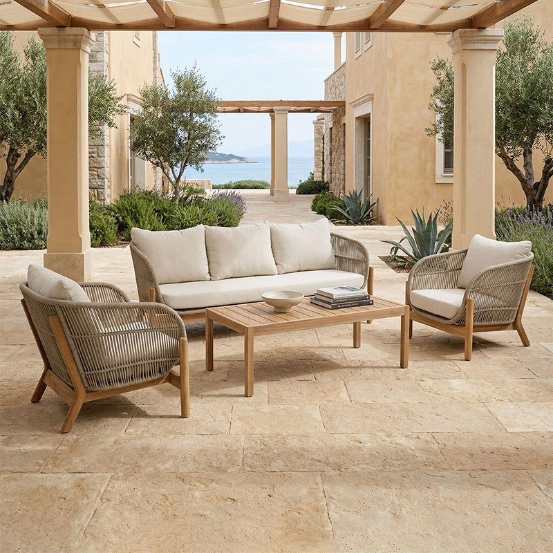 product_pako_405-000002 Σαλόνι εξωτερικού χώρου Verilan μασίφ ξύλο ακακίας με σχοινί και μπεζ μαξιλάρια - Image 1